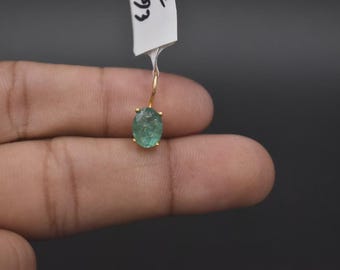 Dainty Small Pendant Emerald Gemstone Pendant Solid 14k Gold Charm Duty Tariff Free