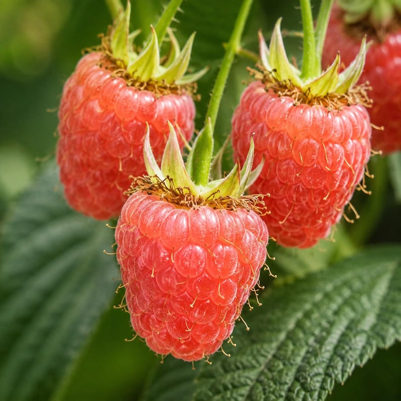 3 Double Gold Raspberry Live Plants,  Dormant Bare Root Canes, Everbearing Golden Raspberry, Sweet Yellow Berry Bush