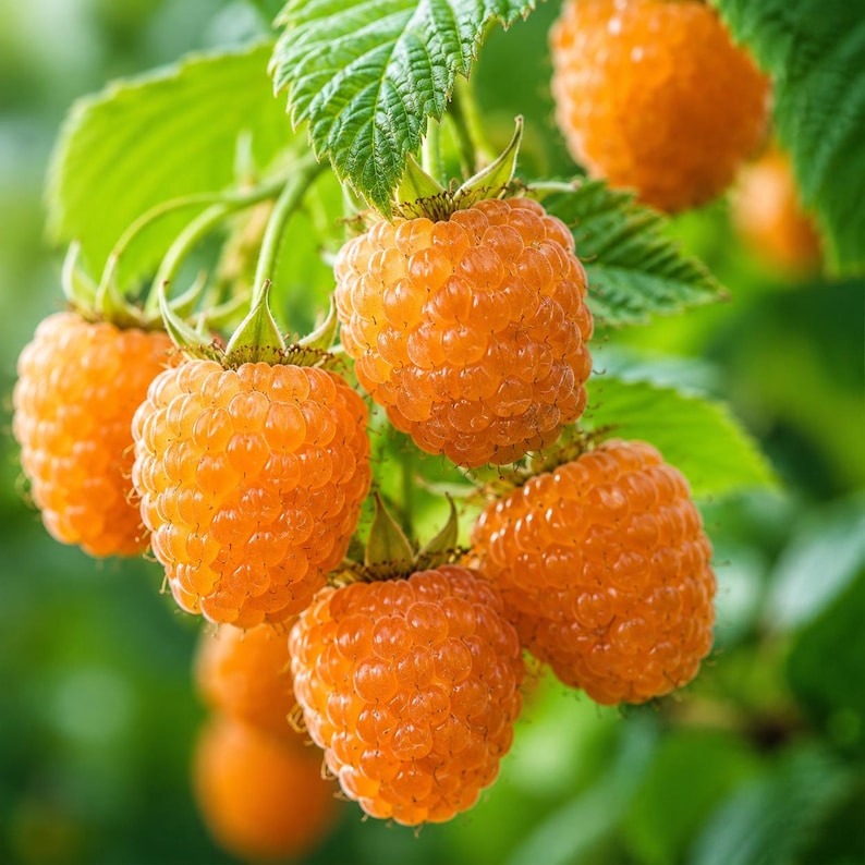 3 Double Gold Raspberry Live Plants,  Dormant Bare Root Canes, Everbearing Golden Raspberry, Sweet Yellow Berry Bush