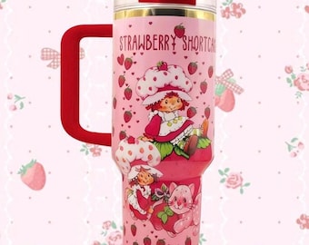 Personalized StanleyxStrawberry Shortcake Thermal Tumbler 40oz Cup, Laser Engraved.