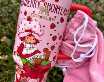 Personalized StanleyxStrawberry Shortcake Design Thermal Tumbler 40oz Cup.