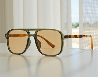 Gafas de sol retro punk para hombre y mujer, UV400, con remaches cuadrados y doble puente.