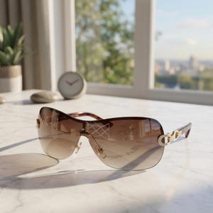 Rimless Oversized Sunglasses For Women Men - Gradient Shield Fashion Eyewear