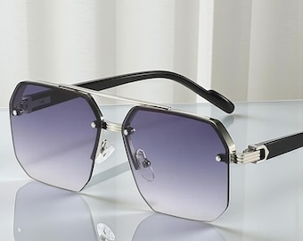 Retro Punk Square Anti-UV Sunglasses – Silver Gold Unisex Beach and Travel Shades