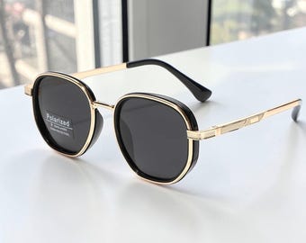 Polarized Retro Men Women Punk Square Frame Sunglasses - UV400 Driving Sun Shades