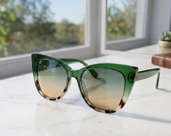 Retro cat-eye-zonnebril dames - mode zomerbril met kleurverloop