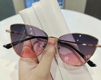 Women's Classic Vintage Cat Eye Sunglasses - Retro Metal Frame Fashion Eyewear