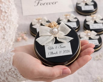 Elegant Black Candle Wedding Favor, Personalized Guest Gift