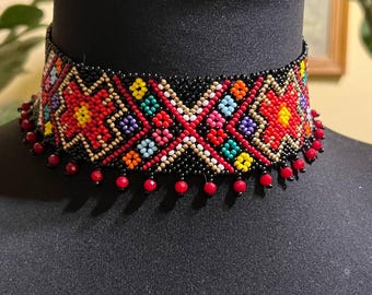 Handmade choker, Ukrainian Gerdan, Vyshyvanka  (#27)
