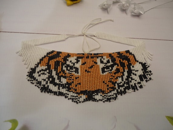 Choker Tiger. Handmade Beaded Necklace , Ukrainian Gerdan, Vyshyvanka. (#1)