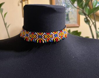 Handmade choker, Ukrainian Gerdan, Vyshyvanka  (#28)