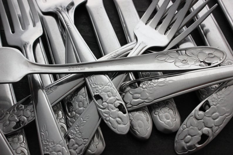 Vintage Stainless Steel Flatware MAYTIME E C Ltd 40 Pieces Etsy