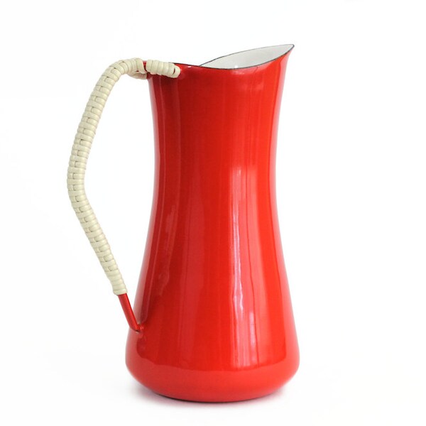 Dansk Red Enamel Kobenstyle Pitcher Danish Modern