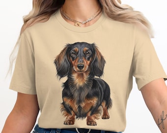 Long Haired Dachshund T-Shirt, Doxie Dog Tee, Sausage Dog Gift, For Men and Women, Cute Weiner Dog Shirt, Dog Lover Present
