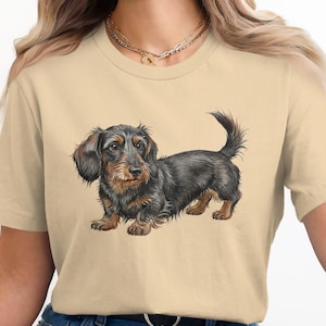 Dachshund Dog Graphic Tee, Cute Puppy T-shirt, Adorable Doxie Shirt, Gift for Dog Lovers, Cozy Casual Top, Women's Fashion Tee