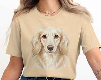 Long Haired Dachshund T-Shirt, Cute Doxie Tee, Sausage Dog Gift, Pet Lover Apparel, For Men, For Women