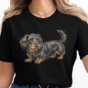 Dachshund Graphic Tee, Cute Dog Lover Shirt, Dachshund Illustration T-Shirt, Pet Owner Gift Idea, Casual Dog Print Top, Puppy Art Tee