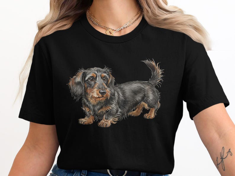 Dachshund Graphic Tee, Cute Dog Lover Shirt, Dachshund Illustration T-Shirt, Pet Owner Gift Idea, Casual Dog Print Top, Puppy Art Tee
