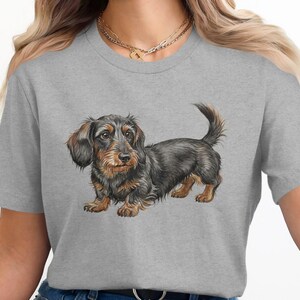 Dachshund Graphic Tee, Cute Dog Shirt, Adorable Pet Lover T-Shirt, Casual Animal Print Top, Unique Canine Design