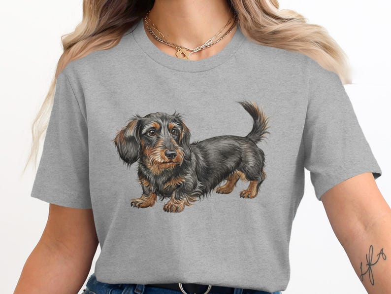Dachshund Graphic Tee, Cute Dog Shirt, Adorable Pet Lover T-Shirt, Casual Animal Print Top, Unique Canine Design