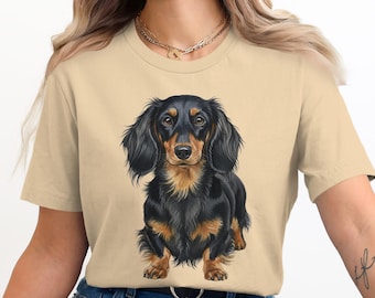 Langhaar Dackel T-Shirt, Doxie T-Shirt, Wursthunde Shirt, süßes Hundegeschenk, Hundeliebhaber, Männer und Frauen TShirt