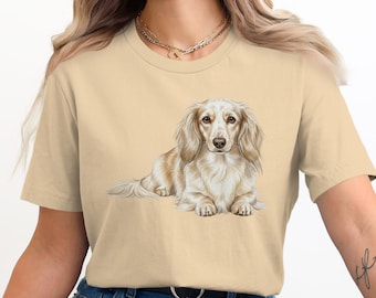 長毛ダックスフントTシャツ、ダックスフントTシャツ、ソーセージドッグシャツ、ダックスフントギフト、ペット愛好家シャツ、男女兼用
