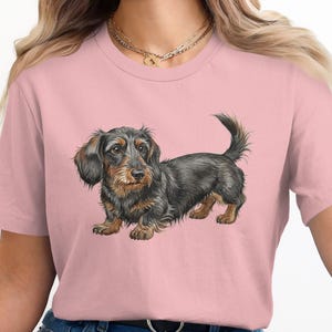 Dachshund T-Shirt, Cute Dog Lover Tee, Adorable Pet Illustration Shirt, Cartoon Doxie Top, Animal Graphic Tee Gift