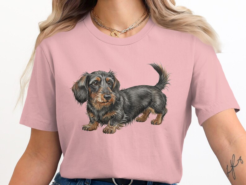 Dachshund T-Shirt, Cute Dog Lover Tee, Adorable Pet Illustration Shirt, Cartoon Doxie Top, Animal Graphic Tee Gift