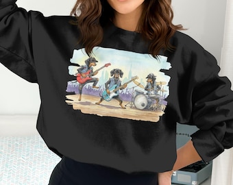 Rock Band Doxie T-Shirt, Dackel, Dackel Hundemusik, Hundeband Hoodie, Wursthund Sweatshirt, Musiker Geschenk, lustiges Hund-T-Shirt, Doxie-Liebhaber