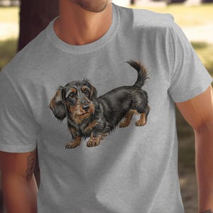 Shirt with Dachshund Dog Print, Cute Dog Graphic Tee, Adorable Puppy T Shirt for Dog Lovers, Casual Pet Lover Apparel