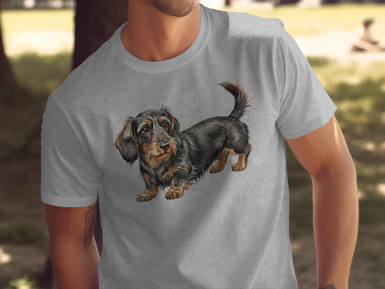 Shirt with Dachshund Dog Print, Cute Dog Graphic Tee, Adorable Puppy T Shirt for Dog Lovers, Casual Pet Lover Apparel
