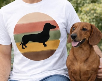 Dackel T-Shirt, Retro Sonnenuntergang, Dackel, Dackel T-Shirt, Dackel Hoodie, Dackel Sweatshirt, Hundeliebhaber Geschenk, Hund Mama, Hund Papa Geschenk