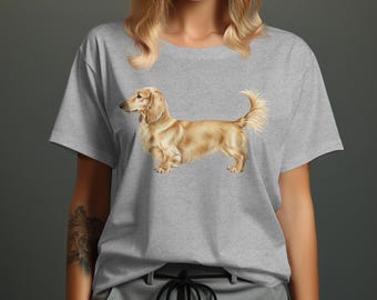 Long Haired Dachshund T Shirt, Doxie Dog Tee, Sausage Dog, Wiener Dog Shirt, Dog Lover Gift, For Men, For Women