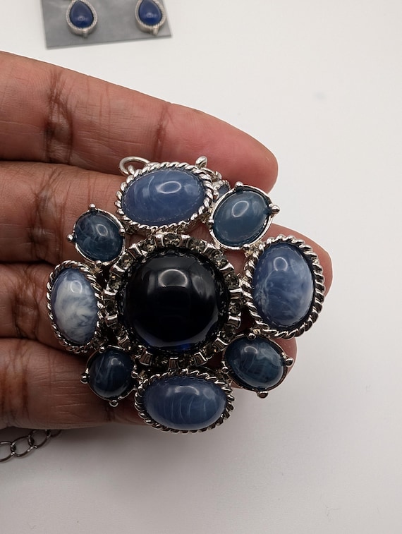 Talbots Blue Stone Statement Necklace Earrings Se… - image 6