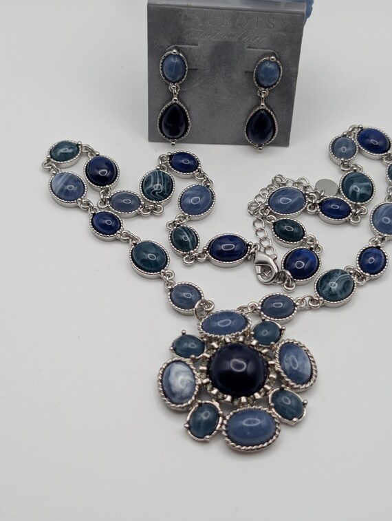 Talbots Blue Stone Statement Necklace Earrings Se… - image 11