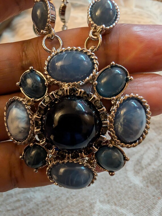 Talbots Blue Stone Statement Necklace Earrings Se… - image 10