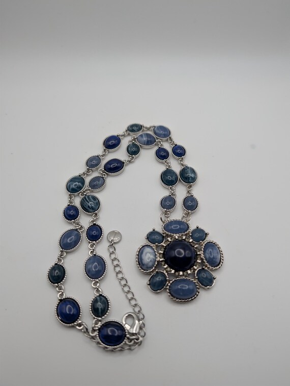 Talbots Blue Stone Statement Necklace Earrings Se… - image 4