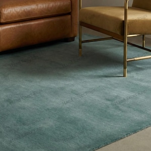 Hand Tufted Wool Solid Area Rug Soft Pale Green Tone for Living Room Bedroom Guest Dining Office 3x5 to 12x18 Large Modern Plain Rug