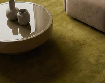 Hand Tufted Solid Olive Green Wool Rug For Luxury Living Room Minimal Modern Interiors Plush Plain Floor Rug Rich Texture Depth Area Rug