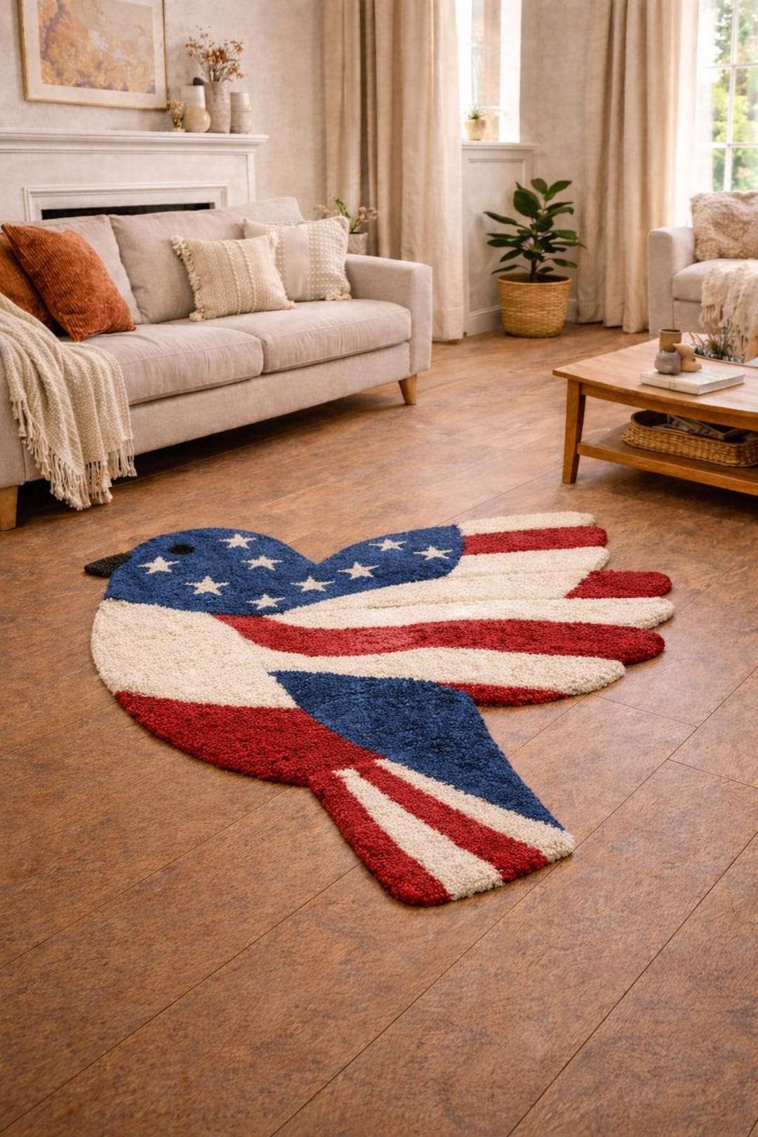 Hand Tufted American Flag Bird Rug, Patriotic USA Decor Area Rug - Etsy
