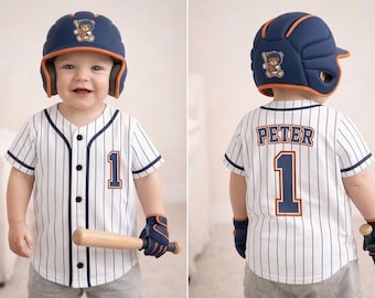 Personalized Kids Baseball Jersey with Name Custom Pinstripe Youth Shirt