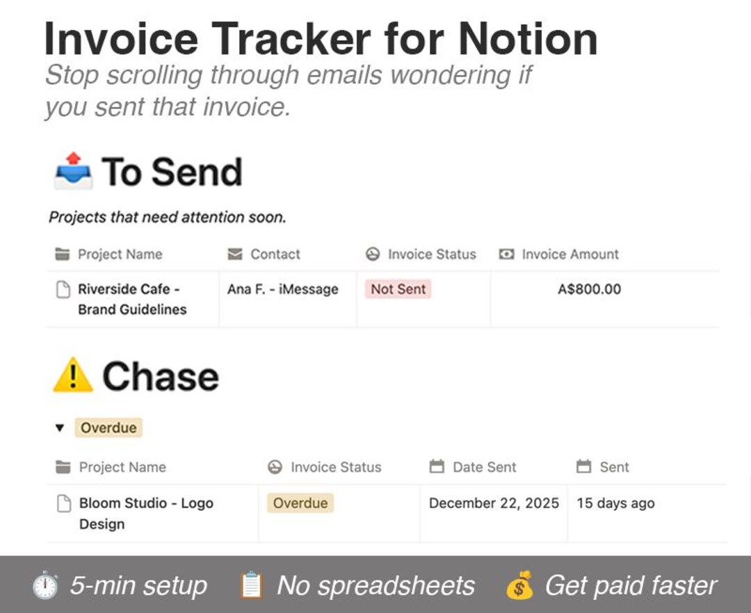 Notion Invoice Tracker Template for Freelancers | Payment & Follow-up ...