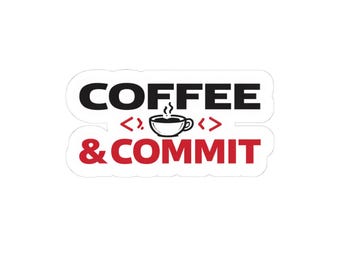 Coffee & Commit Stickers | Programmer Coffee Code Sticker, Laptop Decal
