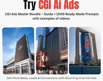 CGI AI Video Ads Bundle – 1000+ Prompts & E-Guide (Digital Download)