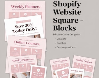 Shopify Website Blocks | Pink Canva Templates (Digital Download)