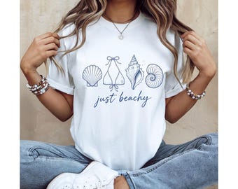 Just Beachy Shirt, Beach Vacation Shirt, Coastal Cowgirl Shirt, Summer Beach Tee, Shell Shirt, Ocean Lover Gift, Beach Aesthetic Tee