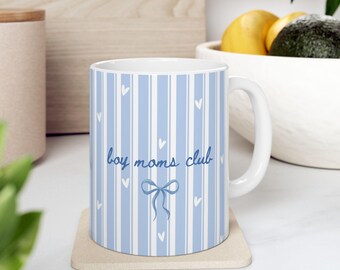 Boy Moms Club Mug | Blue Coquette Mug | Boy Mom Coffee Cup | Cute Mom Gift | Blue Bow Mug | Aesthetic Mom Mug | Mother's Day Gift