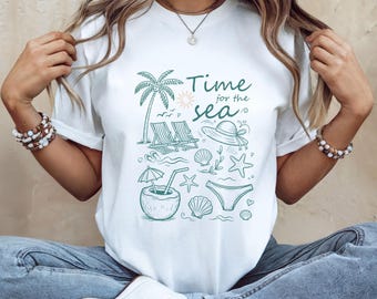 Time For The Sea Shirt Coastal Beach Tee Summer Vacation Shirt Ocean Lover Gift Tropical Graphic Tee