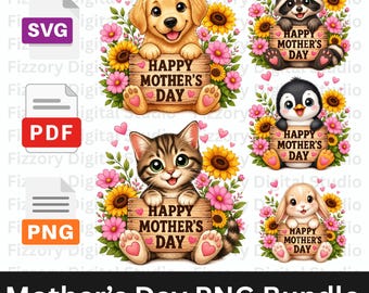 Muttertag Shirt PNG Bundle, Katzenliebhaber Geschenk für Mama, Muttertag SVG, Instant Download