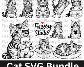 Katze SVG Bundle | Niedliches Kätzchen SVG-Set, Baby Katze Schnittdateien für Cricut & Silhouette, Shirt Becher Wand Kunst Design SVG
